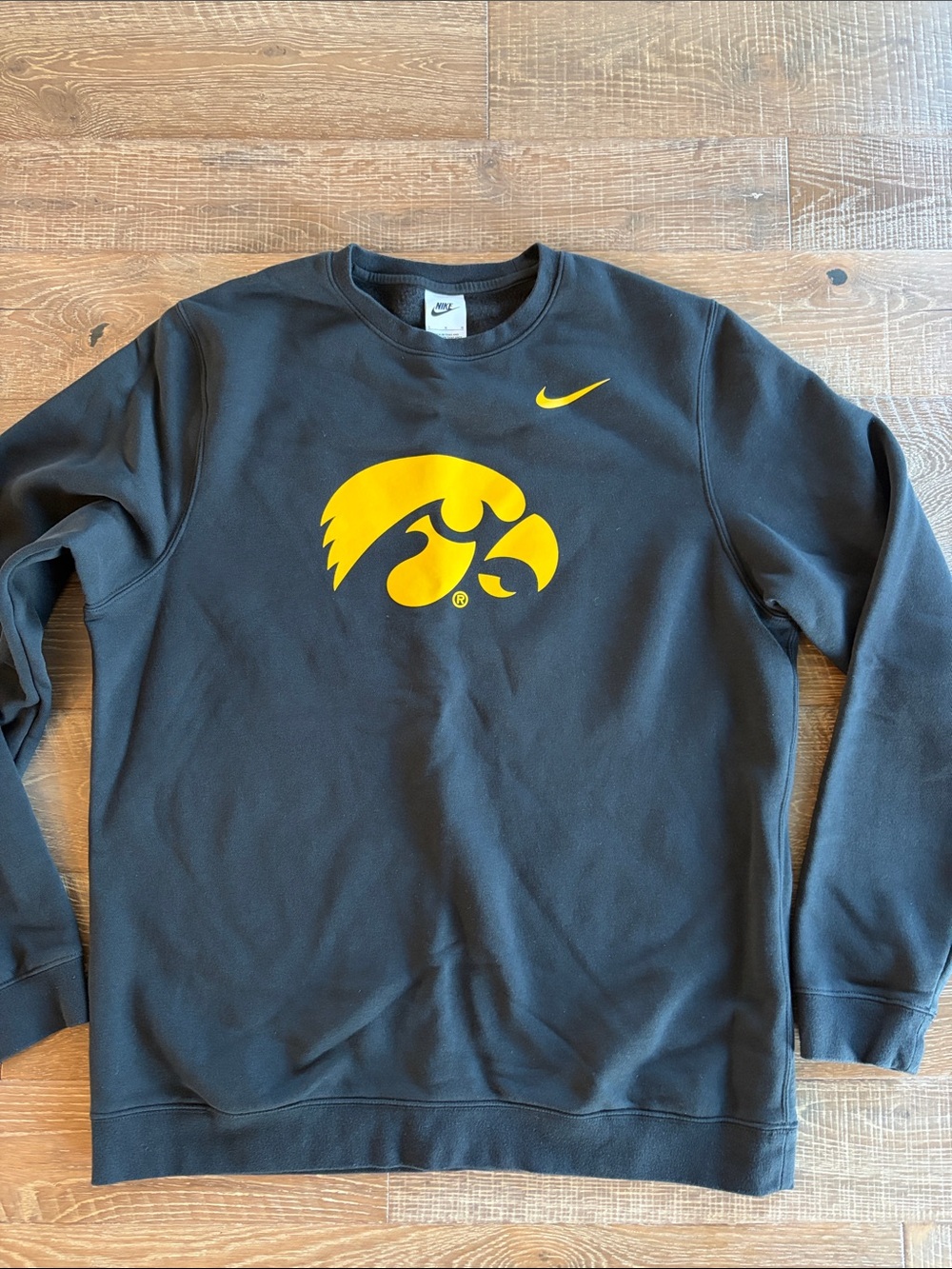 Nike Black Crewneck Sweatshirt with Yellow Hawkeye Logo